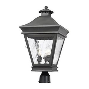 Elk 5723-C Landings Outdoor Post Lantern In Charcoal And Water Glass  NEW