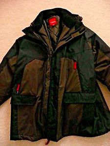 3 IN 1 ALL SEASON SYSTEM JACKET MEN'S IZOD BRAND SIZE XXL BACK/OLIVE COLOR N/W/T