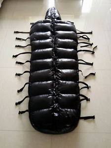 Shiny wet-look nylon bondage sleeping bag mummy down sleeping bag 1-3 kg filling