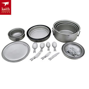 Keith Ti6201 Titanium 22-Piece Dinnerware Set for 4~5 peoples