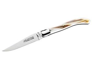 Fontenille Pataud Laguiole XS Stahl 12C27 Rinderhorn Lederetui