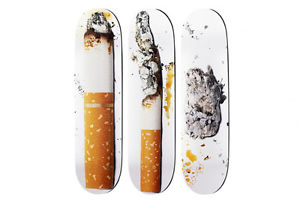 Supreme Urs Fischer Cigarette Tobacco Print White Skateboard Skate Board Deck