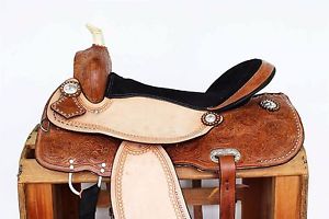CUSTOM 17" ROUGH OUT WESTERN LEATHER COWBOY HORSE BARREL SHOW TRAIL SADDLE TACK