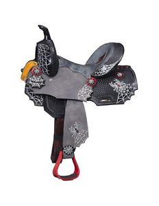 Tough-1 Western Saddle Hand Painted Web Accents Mini 10" Black SR7910