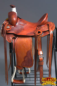 RS112MRED-A HILASON WESTERN LEATHER BIG KING WADE RANCH COWBOY ROPING SADDLE 15"