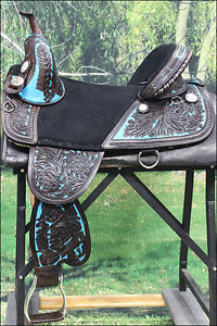 TW101DBTQ-A HILASON BROWN TREELESS WESTERN TRAIL BARREL RACING SADDLE 18"