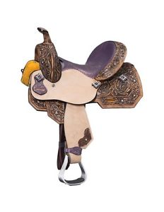 Tough-1 Western Saddle Leather Floral Overlay Mini 10" Brown SR7950