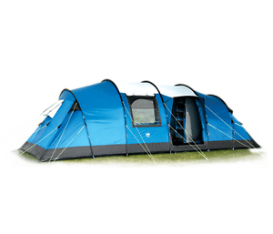 Royal Brisbane Blue 8 Berth Family Camping Tent 3000mm HH Sewn In Ground Sheet