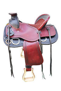 HOT SEAT ON WESTERN LEATHER SADDLE 16'' WITH TACK SET