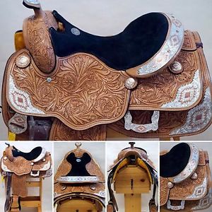 16" Double T WESTERN SADDLE SUPER SHOW Aztec Copper Silver Med/ Lite Oil