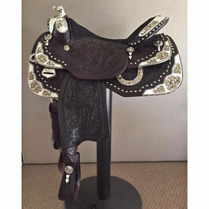 FULL BLACK ON 16'' WESTERN SHOW SADDLE WITH TACK SET