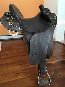Australian Saddle with Safety Stirrups and Girth