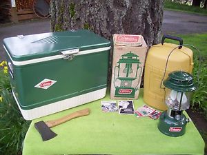 VINTAGE COLEMAN DIAMOND COOLER W/1973 NICE CLEAN WORKING 220H LANTERN&BOX+RETRO