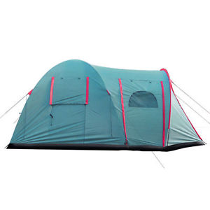 double layers camping tent "Tramp" lobby 4 inputs green color 4 persons