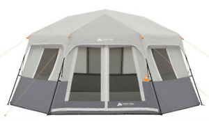 Spacious Trail 8-Person Instant Hexagon Cabin Tent Gear Loft Windows Carry Bag