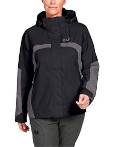 Tg XL| Jack Wolfskin Topaz II - Giacca impermeabile da donna, Nero (nero), XL