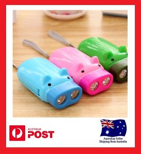 Hand Pressing Power 2 LED Pig Flash Light Flashlight Wind-up Dynamo Torch Lamp