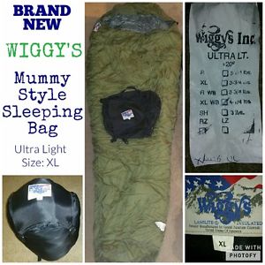NEW Wiggy's Ultra Light XL Mummy Camping Sleeping Bag & Stuff Sack +20 Degree