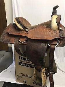 The Leather Rider Horse Vintage Saddle -15"made In USA W/good Cushion