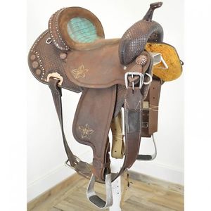 Used 13.5" Pozzi Barrel Racing Saddle by Double J Saddlery Code:C135POZZI12DWTUR