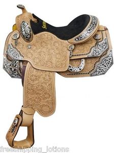 16" SHOWMAN SHOW SADDLE WITH FLORAL TOOLING & SILVER ACCENTS 6602