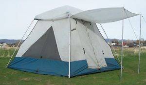 Vintage Eureka GW-10/2 Cabin Tent, Triangle Windows, Blue, 9x9' Metal Poles 162
