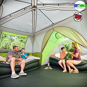 3 ROOM 11 PERSON CABIN TENT FAMILY INSTANT HIGH CEILING CAMPING FAST SETUP GREEN