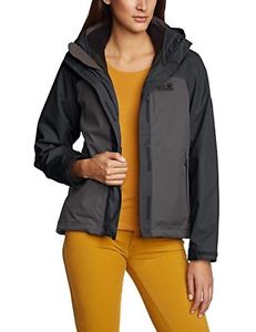 Tg Medium| Jack Wolfskin, Giacca 3 in 1 Donna Montero Donna, Grigio (Dark Steel)