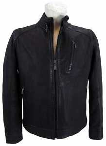 Bugatti Giacca Di Pelle Uomo Vera Agnello Nappa blu marino NUOVO 8625