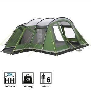 20%ao   Outwell Montana 6 Man Person Camping Tunnel Tent in Green