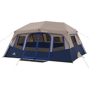 Ozark Trail 10 Person 2 Room Instant Cabin Camping Picnic Tent Gray / Blue