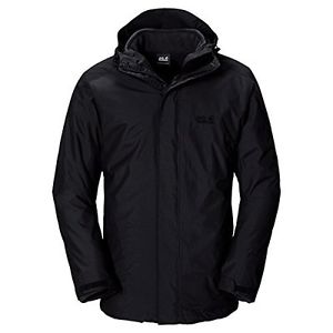 Tg Medium| Jack Wolfskin, Giacca Iceland 3 in 1 Uomo, Nero (Black), M