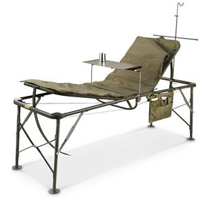 US Army Cama Ajustable Hospital Plegable Field SURGICAL Cuna de Tumbona