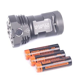 Manker MK34 Led torch 12 Nichia 219B or 12 Cree XP-G3 Emitter Run of 3 18650 ...