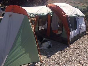 Four-person REI 3-season tent "Kingdom 4" with rain fly, garage, & footprint