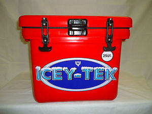 **CLEARANCE SALE PREMIUM Icey -Tek  25 Quart Cube Box Cooler. Red  FREE SHIPPING