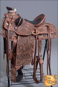 WD92RODB-A HILASON BIG KING WESTERN WADE RANCH ROPING COWBOY TRAIL SADDLE 16"