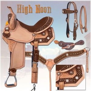 Silver Royal High Noon Barrel Saddle Package 13" Light Oil Brown Hair Overlay
