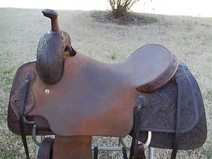 Ranch Cutting Saddle/ Jeff Smith Saddlery 16 1/2 Inch Hard Seat