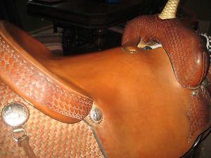 ROCKING R CUTTING LGHT BRWN SADDLE 16"SMOOTH SEAT MONTANA SILVER BASKET WEAVE