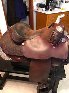 Nice Tooled & Silver Hereford 15" Saddle - Free Ship!