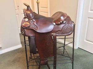 15" Circle Y Equitation Western Saddle and Matching Silver Breast Collar