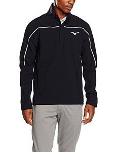 Tg Medium| Mizuno-Pro, da uomo, 1/4 Zip-Giacca impermeabile, colore: nero/nero,