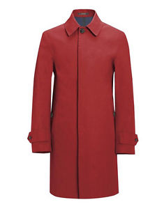 Crombie UOMO ROSSO IMPERMEABILE rainmac con Navy INTERNO (crjk002)