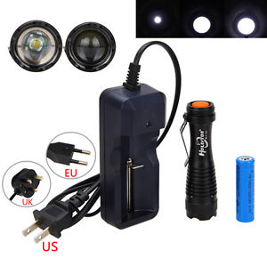 Mini 3000lm XPE Zoomable LED Tactical Flashlight Torch Hunting Light 14500 Lamp