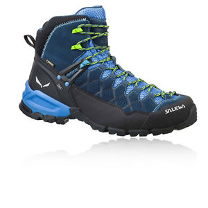 Salewa Alpine Trainer Mid Mens Black Blue Gore Tex Walking Boots Shoes