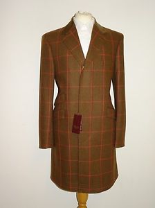 Bladen - UOMO LUNGO NASCOSTO Marrone tweed lana giacca - 40 regolare -