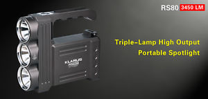Klarus RS80 3450 lumens 3*CREE XM-L2(U2) LEDs W/ Free RS80 Battery Pack