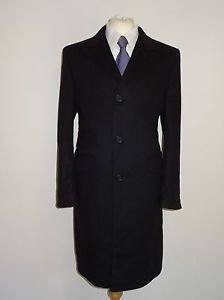 Ted Baker ENDURANCE - UOMO LUNGO NERO LANA & CASHMERE GIACCA - 42 REGOLARE -