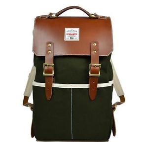 Huge Olive Backpack with Leather Lid